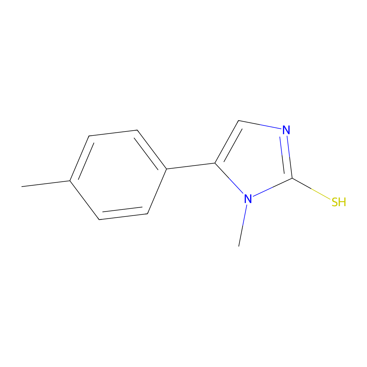 1-methyl-5-(4-methylphenyl)-1H-imidazole-2-thiol molecular structure, CAS 685542-86-3