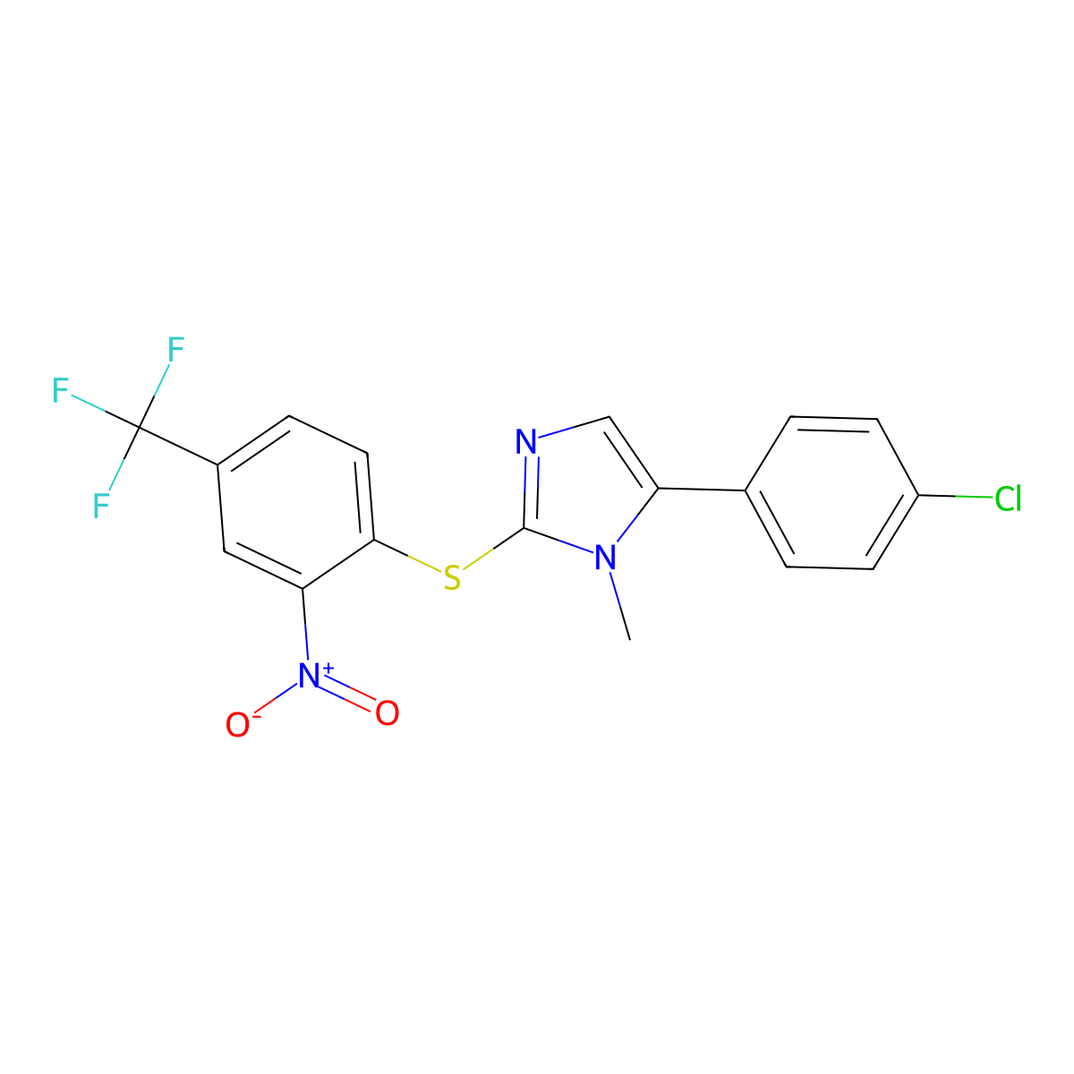 5-(4-Chlorophenyl)-1-methyl-2-[[2-nitro-4-(trifluoromethyl)phenyl]thio]-1H-imidazole molecular structure, CAS 685542-87-4