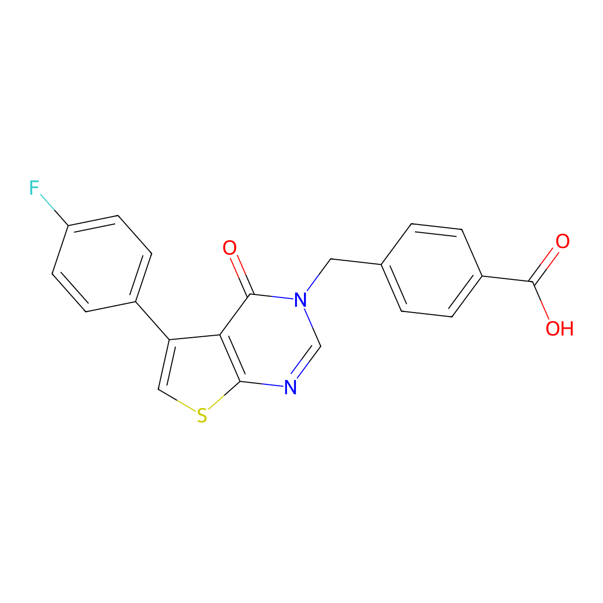 4-((5-(4-Fluorophenyl)-4-oxothieno[2,3-d]pyrimidin-3(4H)-yl)methyl)benzoic acid molecular structure, CAS 685543-56-0