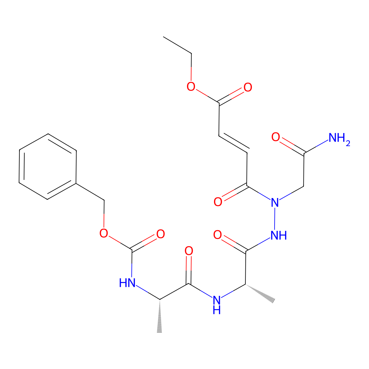 ethyl (E)-4-[(2-amino-2-oxoethyl)-[[(2S)-2-[[(2S)-2-(phenylmethoxycarbonylamino)propanoyl]amino]propanoyl]amino]amino]-4-oxobut-2-enoate molecular structure, CAS 685543-66-2