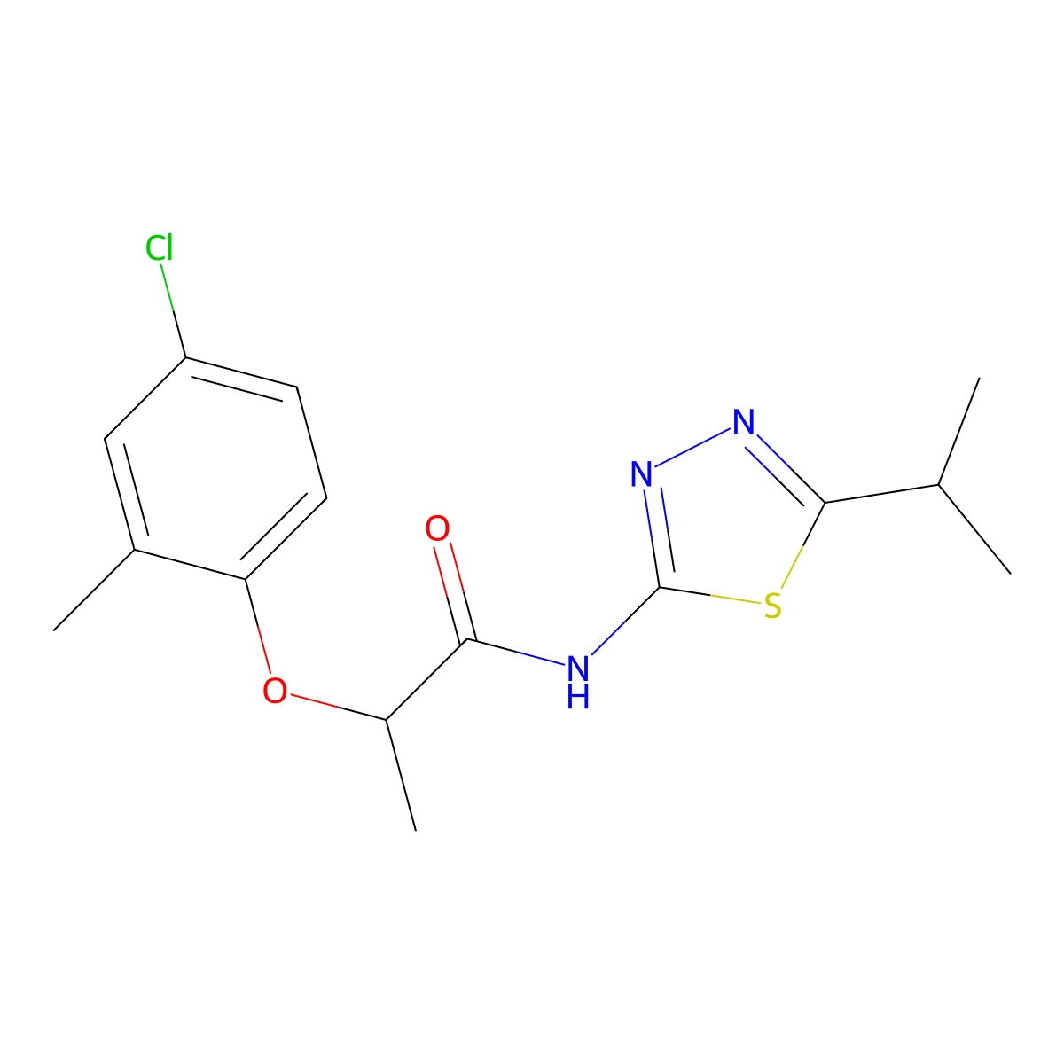 2-(4-Chloro-2-methylphenoxy)-N-(5-isopropyl-1,3,4-thiadiazol-2-YL)propanamide molecular structure, CAS 685546-73-0