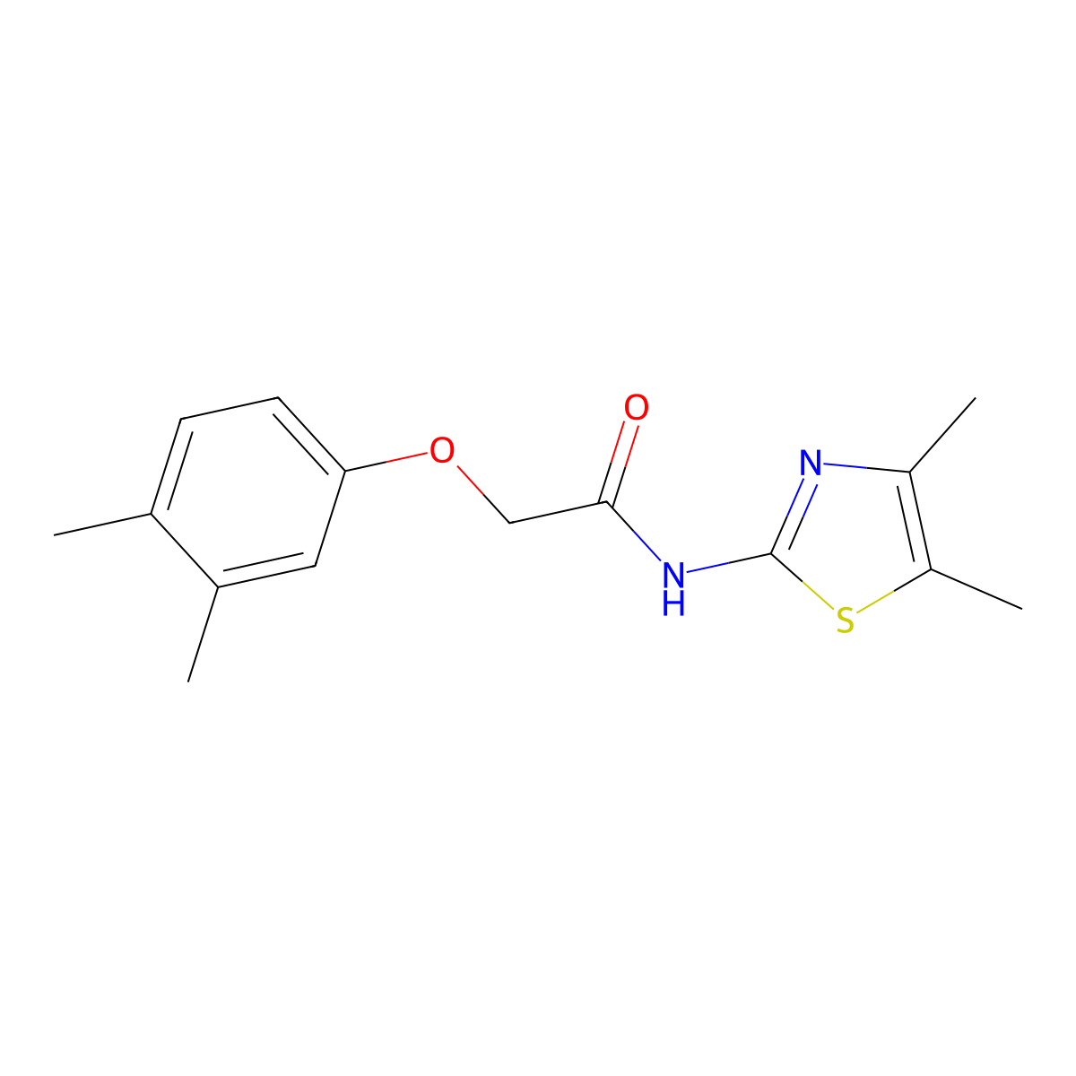 2-(3,4-dimethylphenoxy)-N-(4,5-dimethyl-1,3-thiazol-2-yl)acetamide molecular structure, CAS 685549-50-2