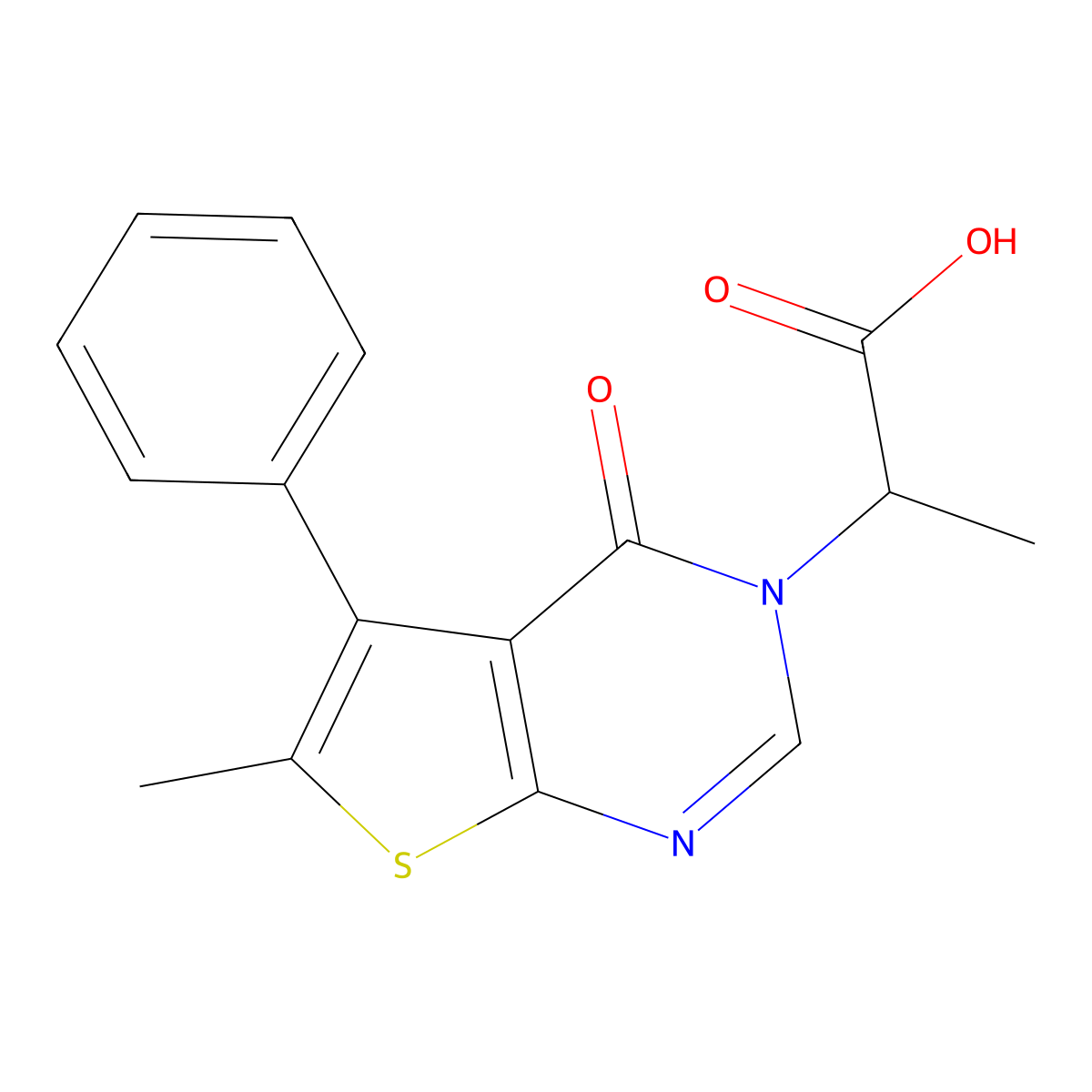 2-(6-Methyl-4-oxo-5-phenylthieno[2,3-d]pyrimidin-3-yl)propanoic acid molecular structure, CAS 685549-79-5