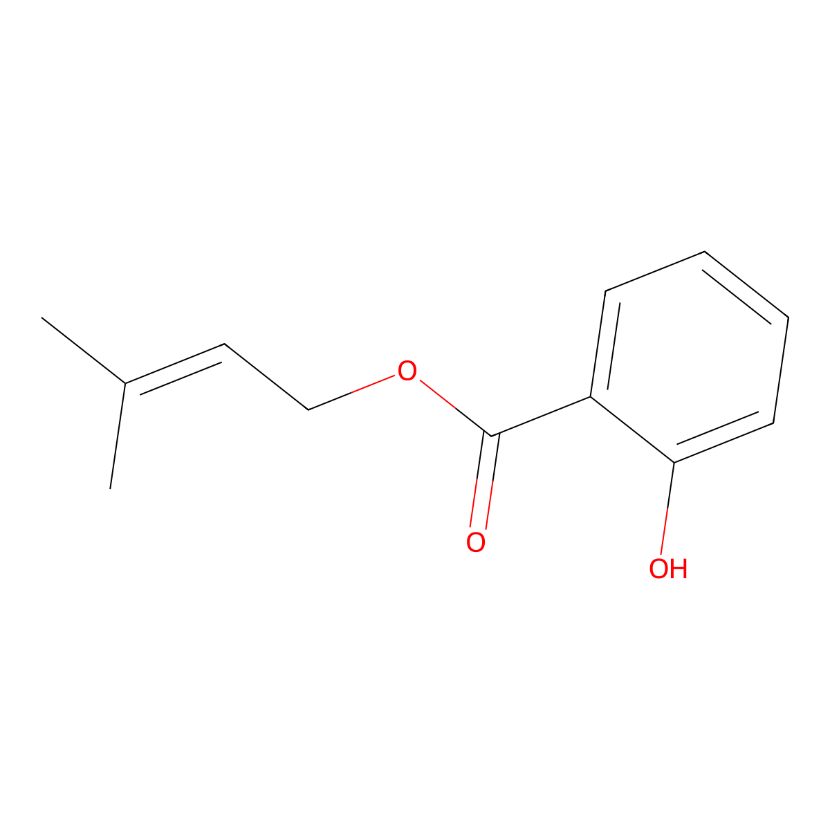 Prenyl salicylate molecular structure, CAS 68555-58-8