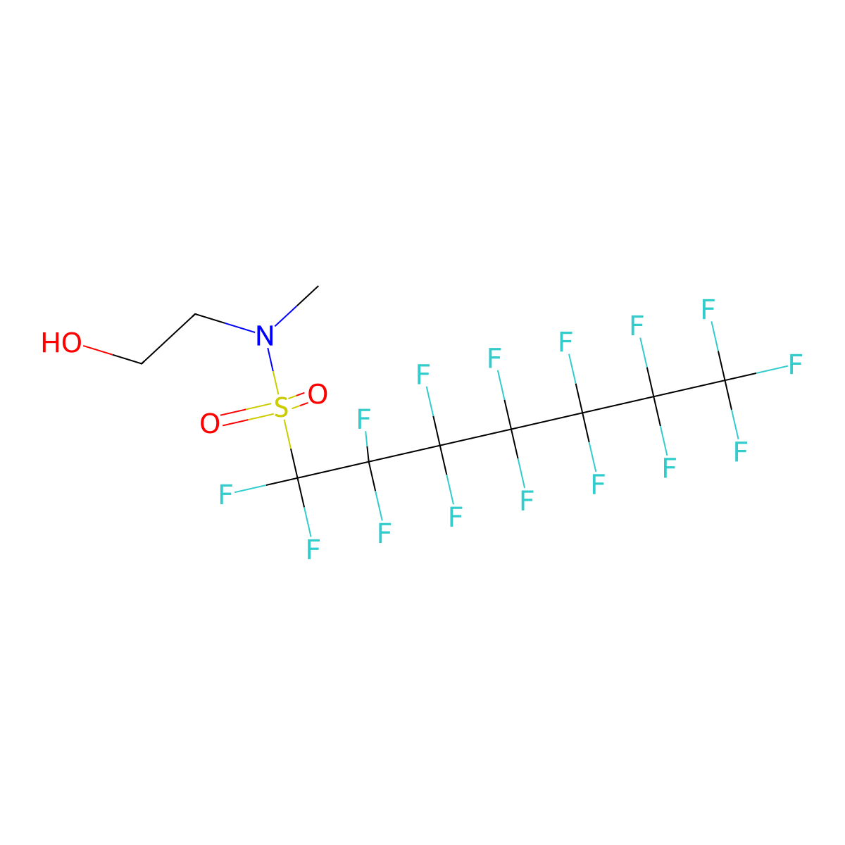 1-Heptanesulfonamide, 1,1,2,2,3,3,4,4,5,5,6,6,7,7,7-pentadecafluoro-N-(2-hydroxyethyl)-N-methyl- molecular structure, CAS 68555-76-0