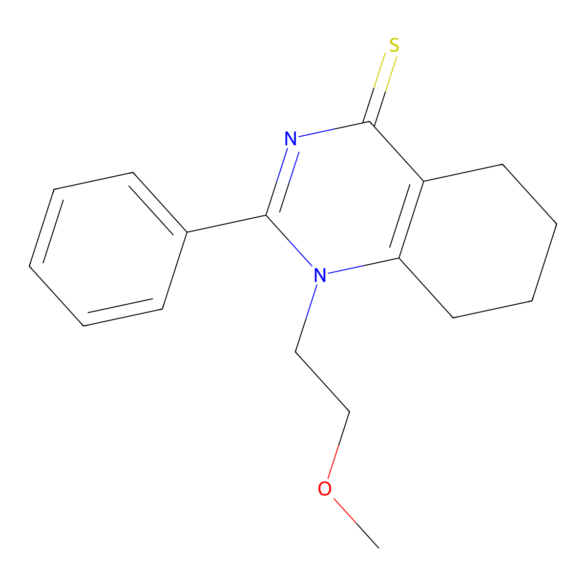 1-(2-methoxyethyl)-2-phenyl-5,6,7,8-tetrahydroquinazoline-4(1H)-thione molecular structure, CAS 685551-22-8