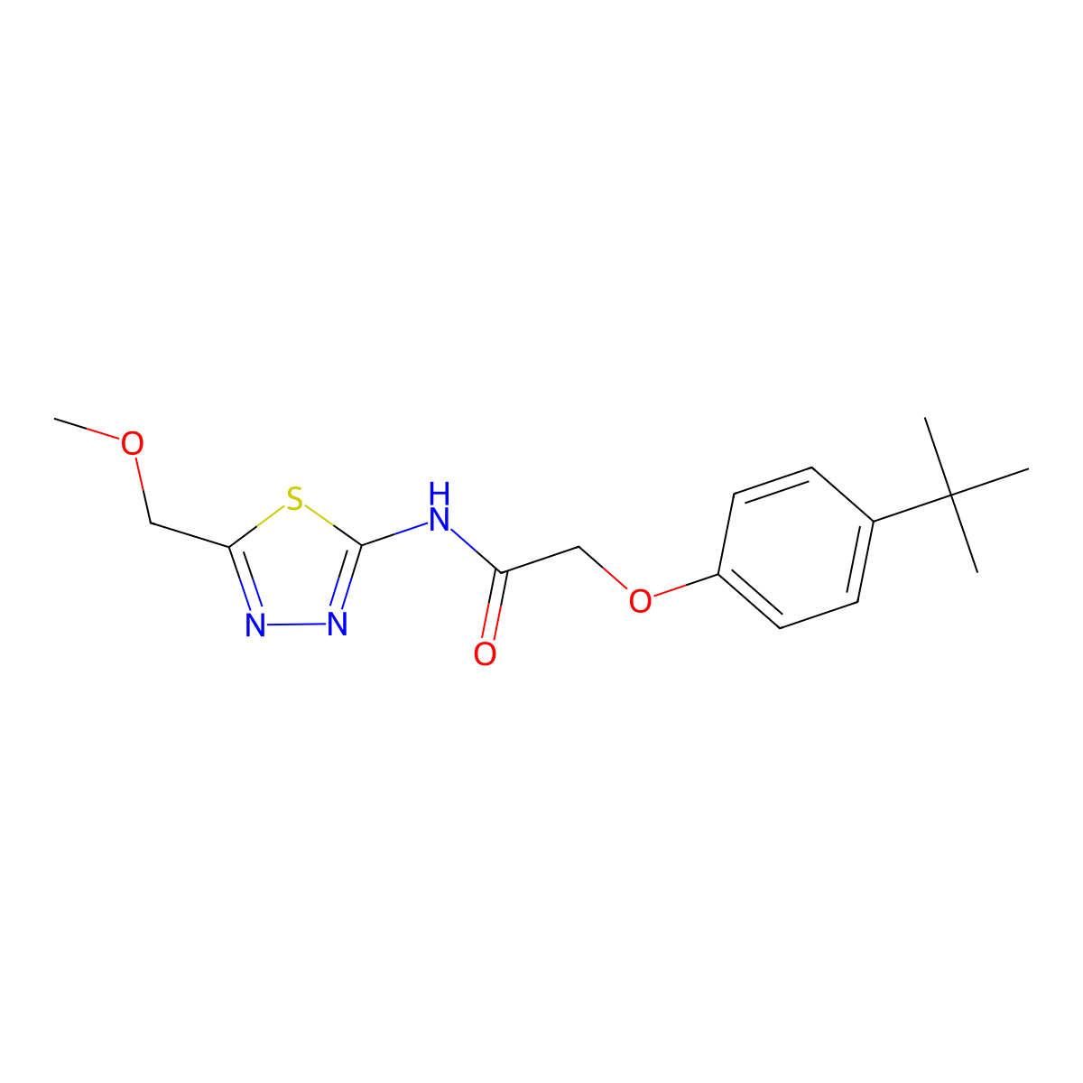 2-(4-tert-butylphenoxy)-N-[5-(methoxymethyl)-1,3,4-thiadiazol-2-yl]acetamide molecular structure, CAS 685553-44-0