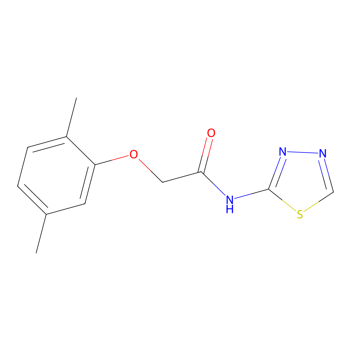2-(2,5-dimethylphenoxy)-N-(1,3,4-thiadiazol-2-yl)acetamide molecular structure, CAS 685557-97-5