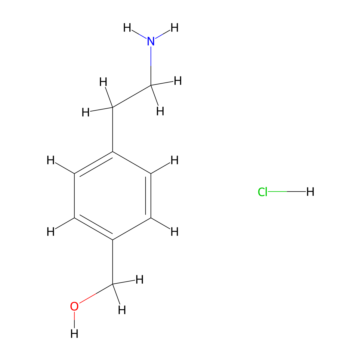 (4-(2-Aminoethyl)phenyl)methanol hydrochloride molecular structure, CAS 68559-71-7