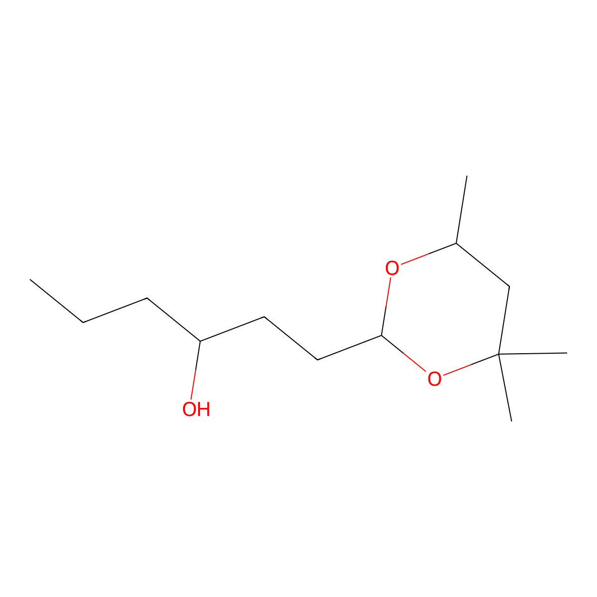 1,3-Dioxane-2-propanol, 4,4,6-trimethyl-alpha-propyl- molecular structure, CAS 68568-80-9