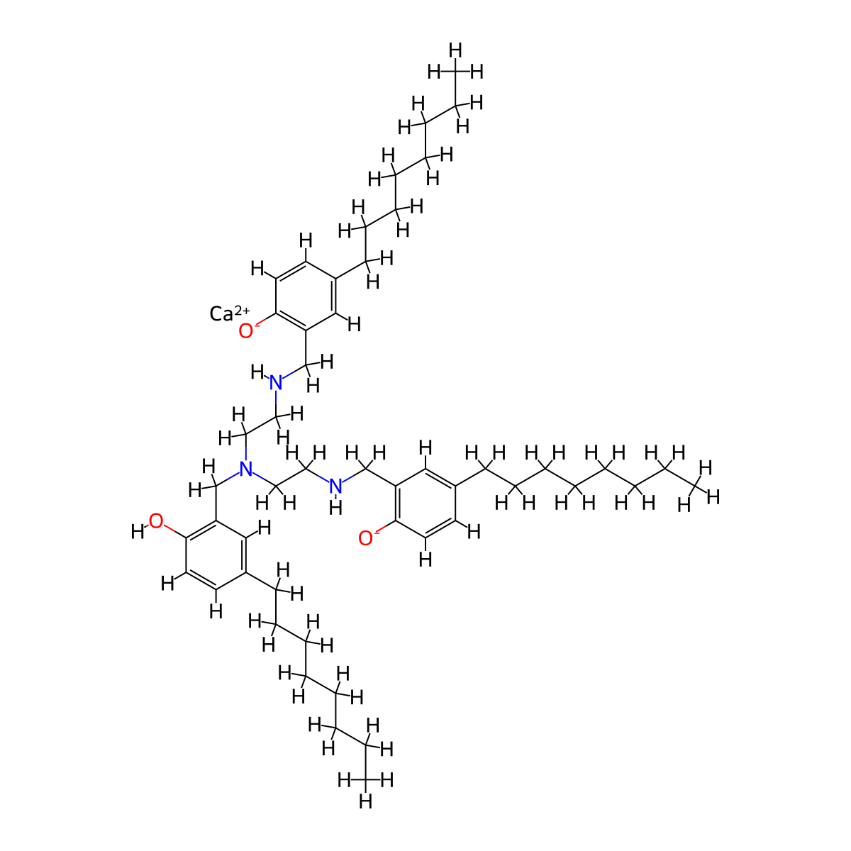 Phenol, 2,2'-[[[(2-hydroxy-5-octylphenyl)methyl]imino]bis(2,1-ethanediyliminomethylene)]bis[4-octyl-, calcium salt (1:?) molecular structure, CAS 68568-82-1