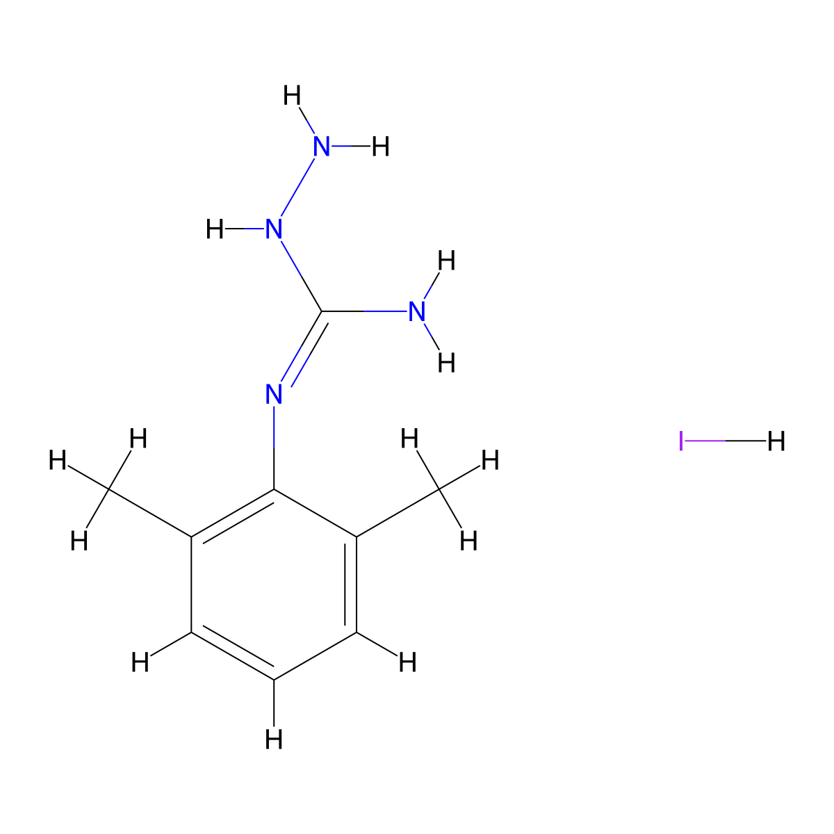 1-Amino-3-(2,6-dimethylphenyl)guanidine hydroiodide molecular structure, CAS 68569-67-5