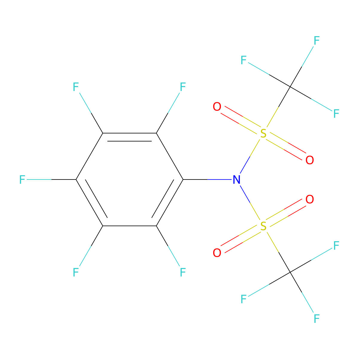 1,1,1-trifluoro-N-(2,3,4,5,6-pentafluorophenyl)-N-(trifluoromethylsulfonyl)methanesulfonamide molecular structure, CAS 68573-79-5