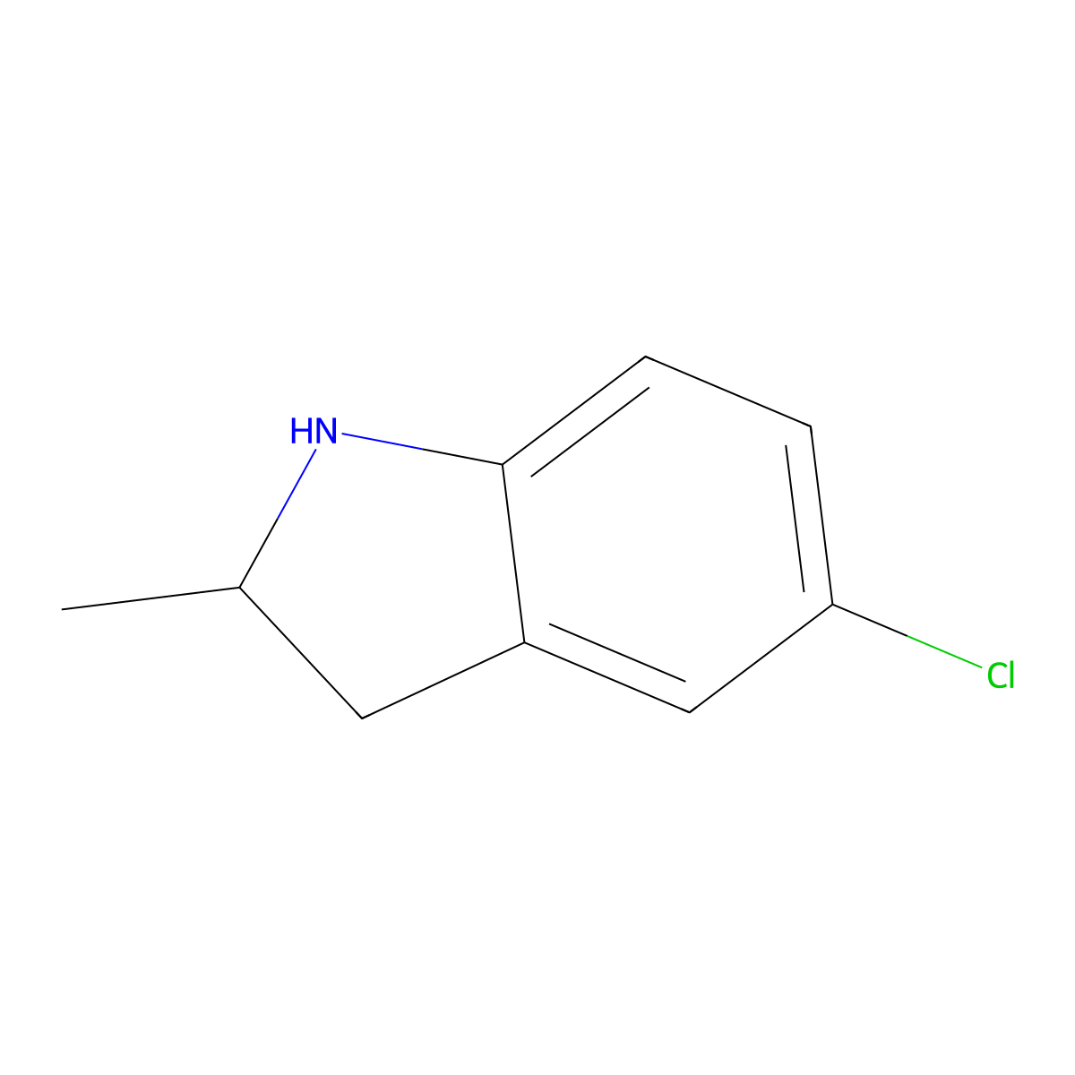 5-chloro-2-methyl-2,3-dihydro-1H-indole molecular structure, CAS 68579-13-5