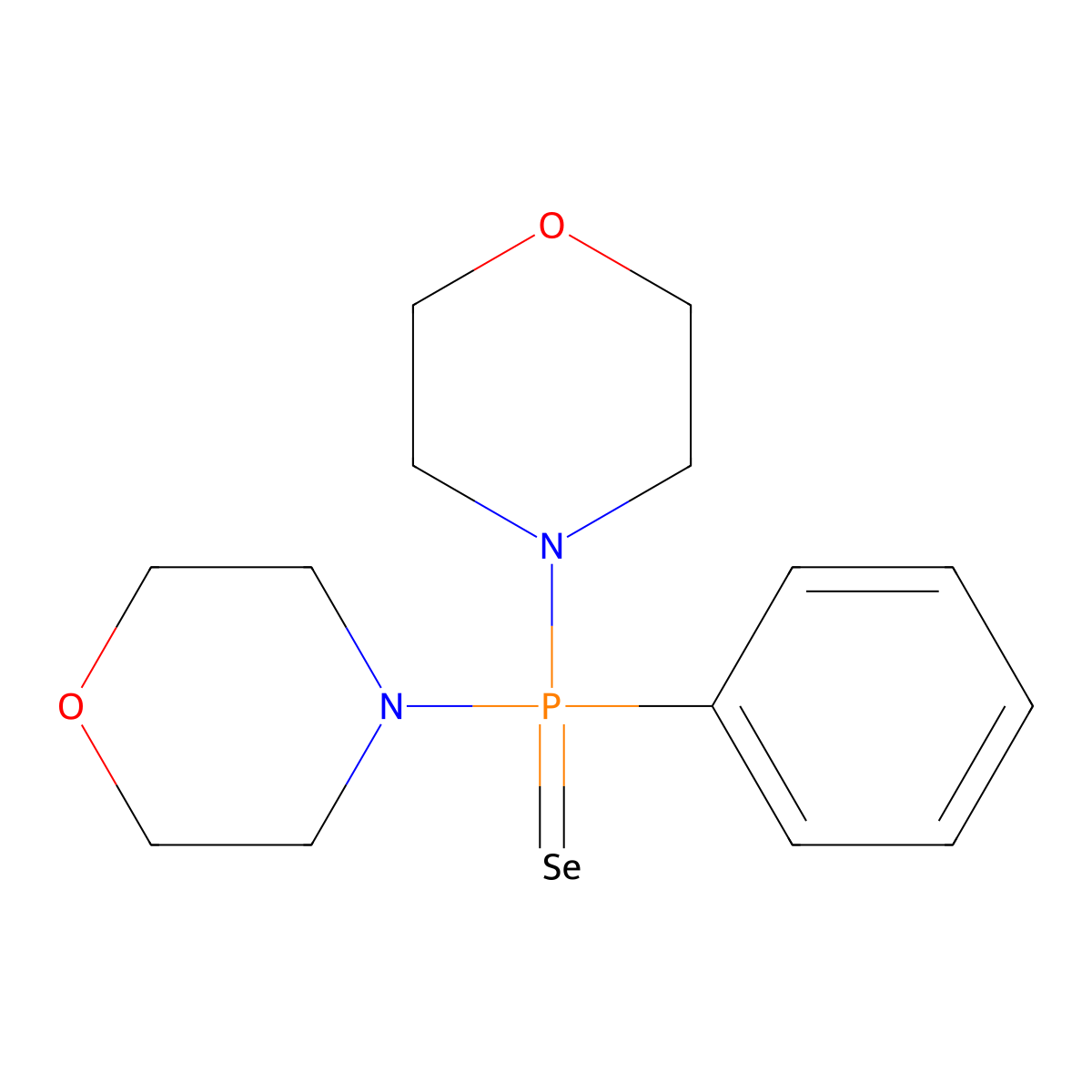 Phosphine selenide, di(4-morpholinyl)phenyl- molecular structure, CAS 68580-22-3
