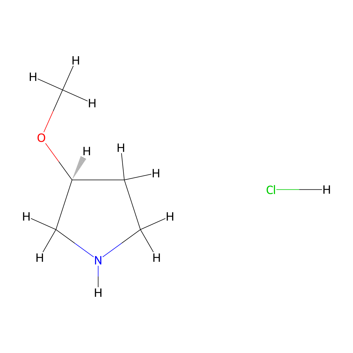 (S)-3-methoxypyrrolidine hydrochloride molecular structure, CAS 685828-16-4