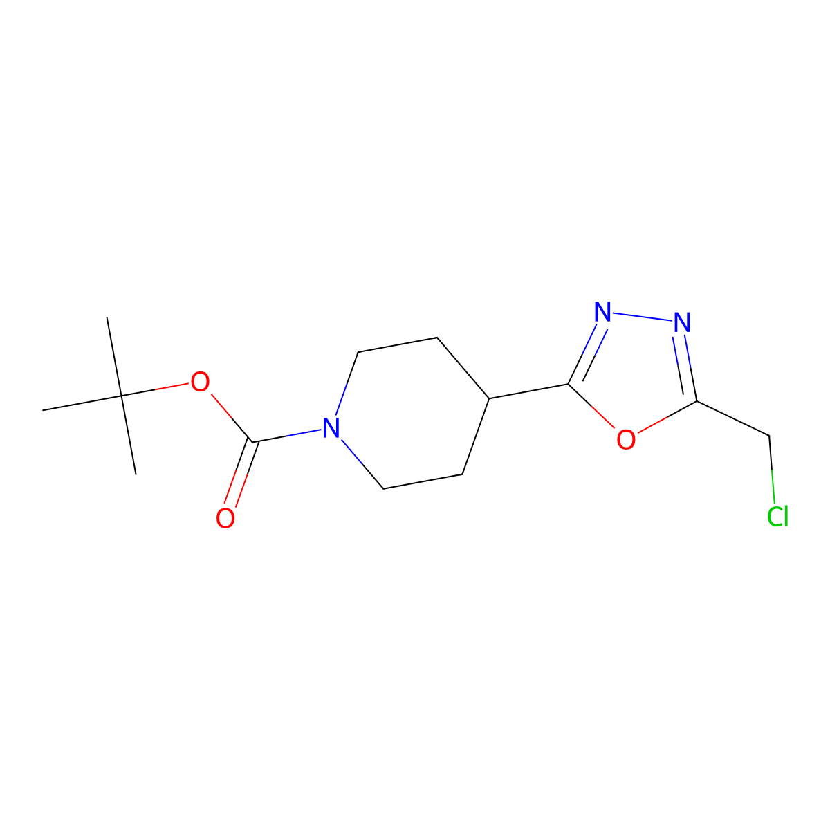 tert-Butyl 4-(5-(chloromethyl)-1,3,4-oxadiazol-2-yl)piperidine-1-carboxylate molecular structure, CAS 685828-39-1