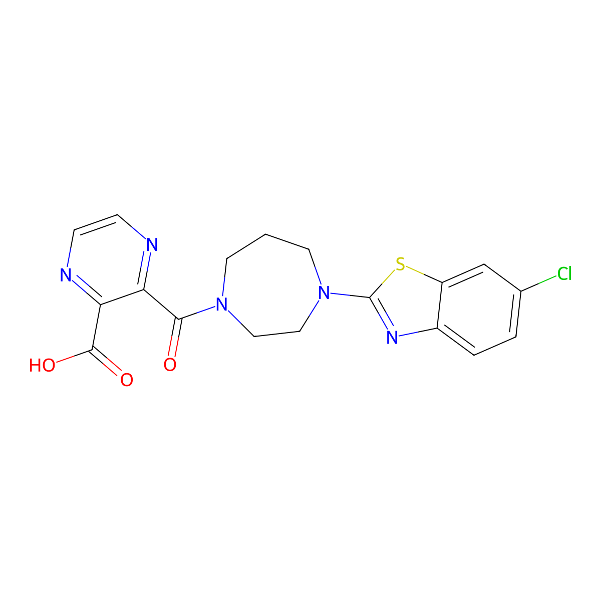 3-(4-(6-Chlorobenzo[d]thiazol-2-yl)-1,4-diazepane-1-carbonyl)pyrazine-2-carboxylic acid molecular structure, CAS 685829-92-9