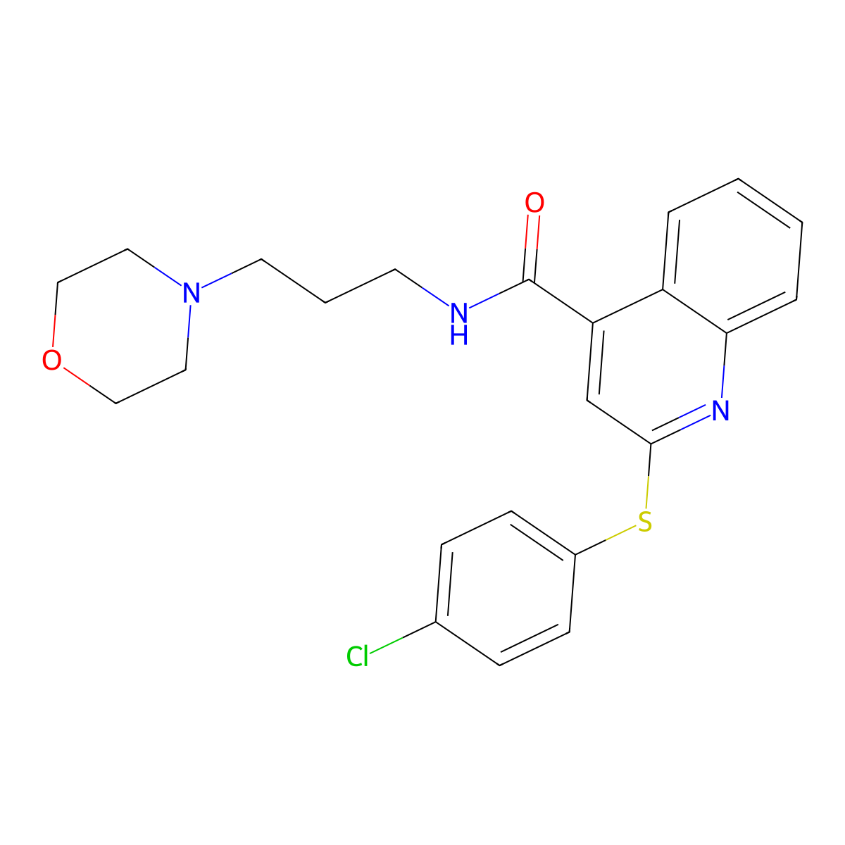2-[(4-Chlorophenyl)sulfanyl]-N-[3-(morpholin-4-YL)propyl]quinoline-4-carboxamide molecular structure, CAS 685837-07-4