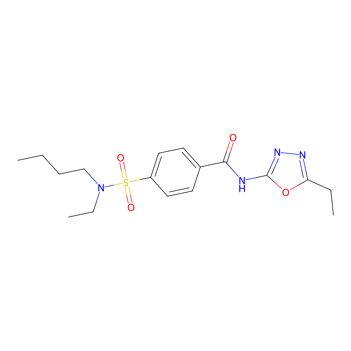 4-[butyl(ethyl)sulfamoyl]-N-(5-ethyl-1,3,4-oxadiazol-2-yl)benzamide molecular structure, CAS 685837-25-6