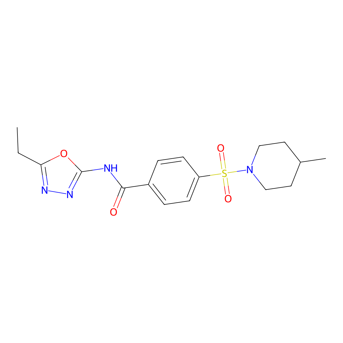 N-(5-ethyl-1,3,4-oxadiazol-2-yl)-4-[(4-methylpiperidin-1-yl)sulfonyl]benzamide molecular structure, CAS 685837-28-9