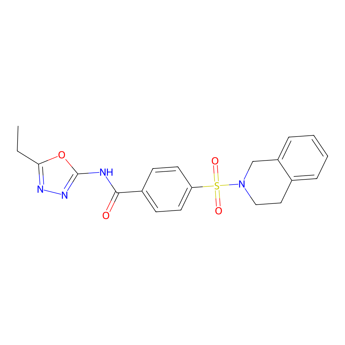 4-((3,4-dihydroisoquinolin-2(1H)-yl)sulfonyl)-N-(5-ethyl-1,3,4-oxadiazol-2-yl)benzamide molecular structure, CAS 685837-29-0