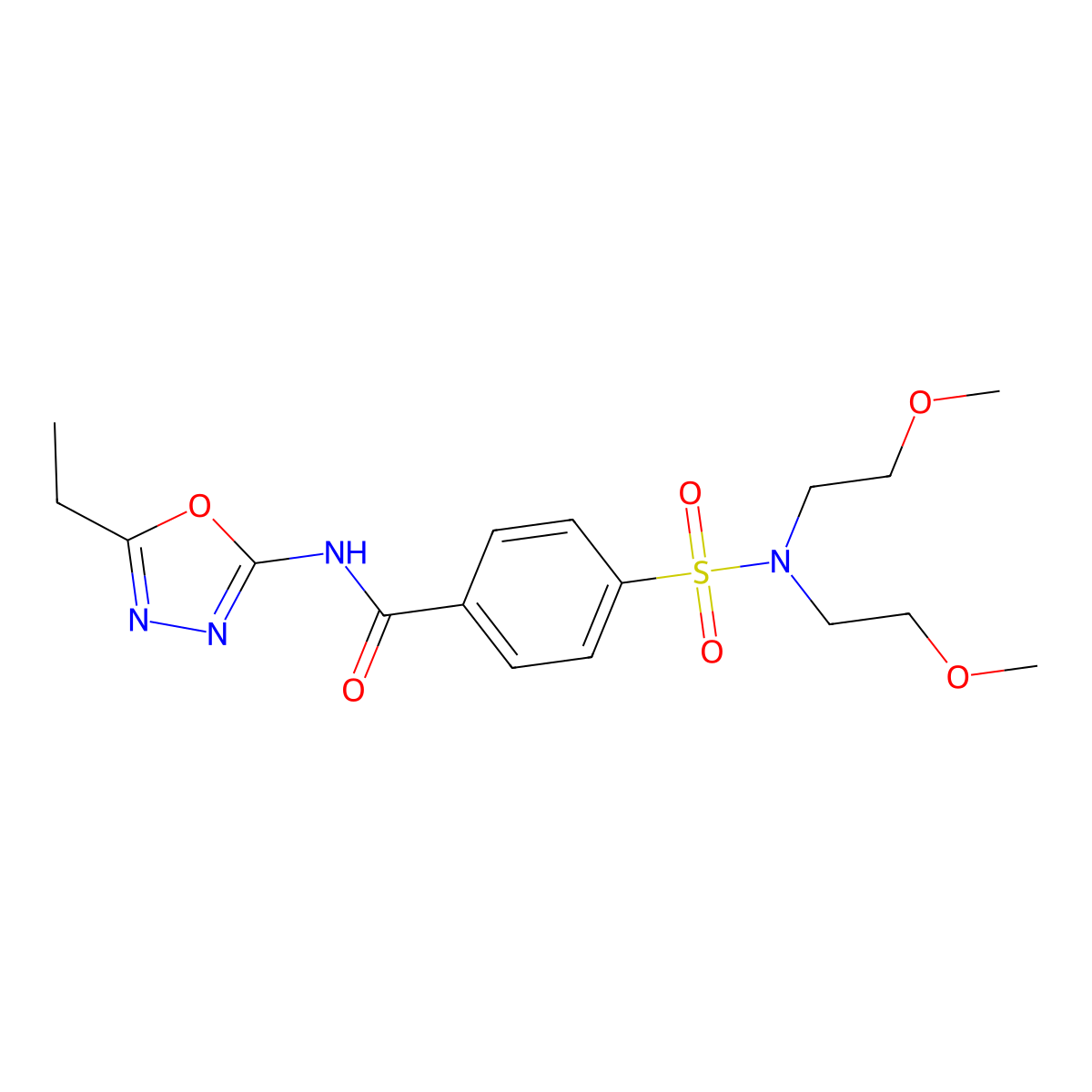 4-[bis(2-methoxyethyl)sulfamoyl]-N-(5-ethyl-1,3,4-oxadiazol-2-yl)benzamide molecular structure, CAS 685837-30-3