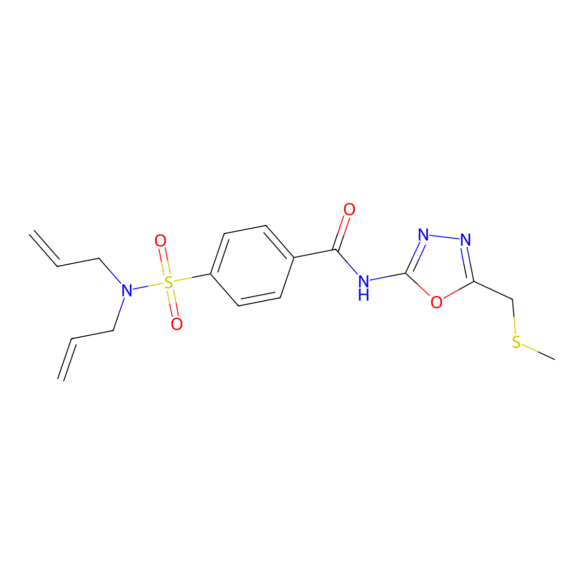 4-(N,N-diallylsulfamoyl)-N-(5-((methylthio)methyl)-1,3,4-oxadiazol-2-yl)benzamide molecular structure, CAS 685837-38-1