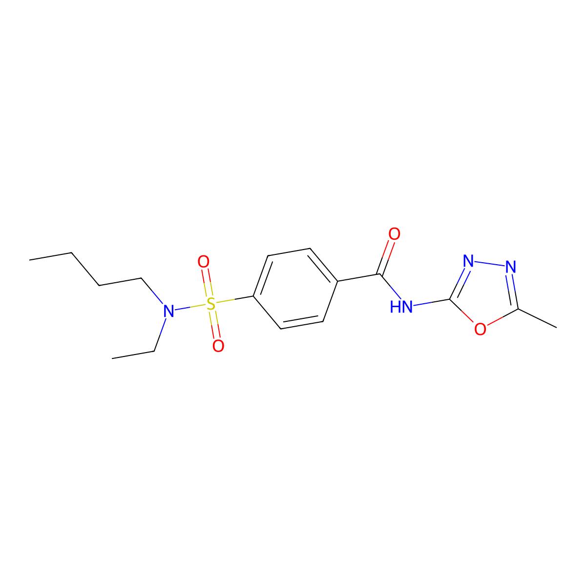 4-[butyl(ethyl)sulfamoyl]-N-(5-methyl-1,3,4-oxadiazol-2-yl)benzamide molecular structure, CAS 685837-44-9