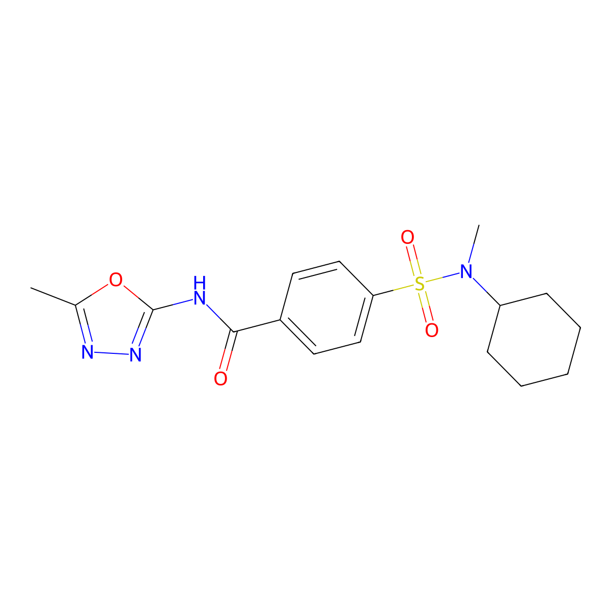 4-[cyclohexyl(methyl)sulfamoyl]-N-(5-methyl-1,3,4-oxadiazol-2-yl)benzamide molecular structure, CAS 685837-46-1
