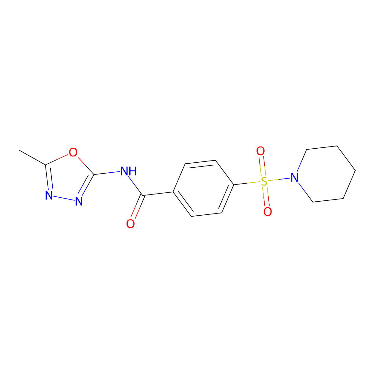 N-(5-methyl-1,3,4-oxadiazol-2-yl)-4-(piperidin-1-ylsulfonyl)benzamide molecular structure, CAS 685837-47-2