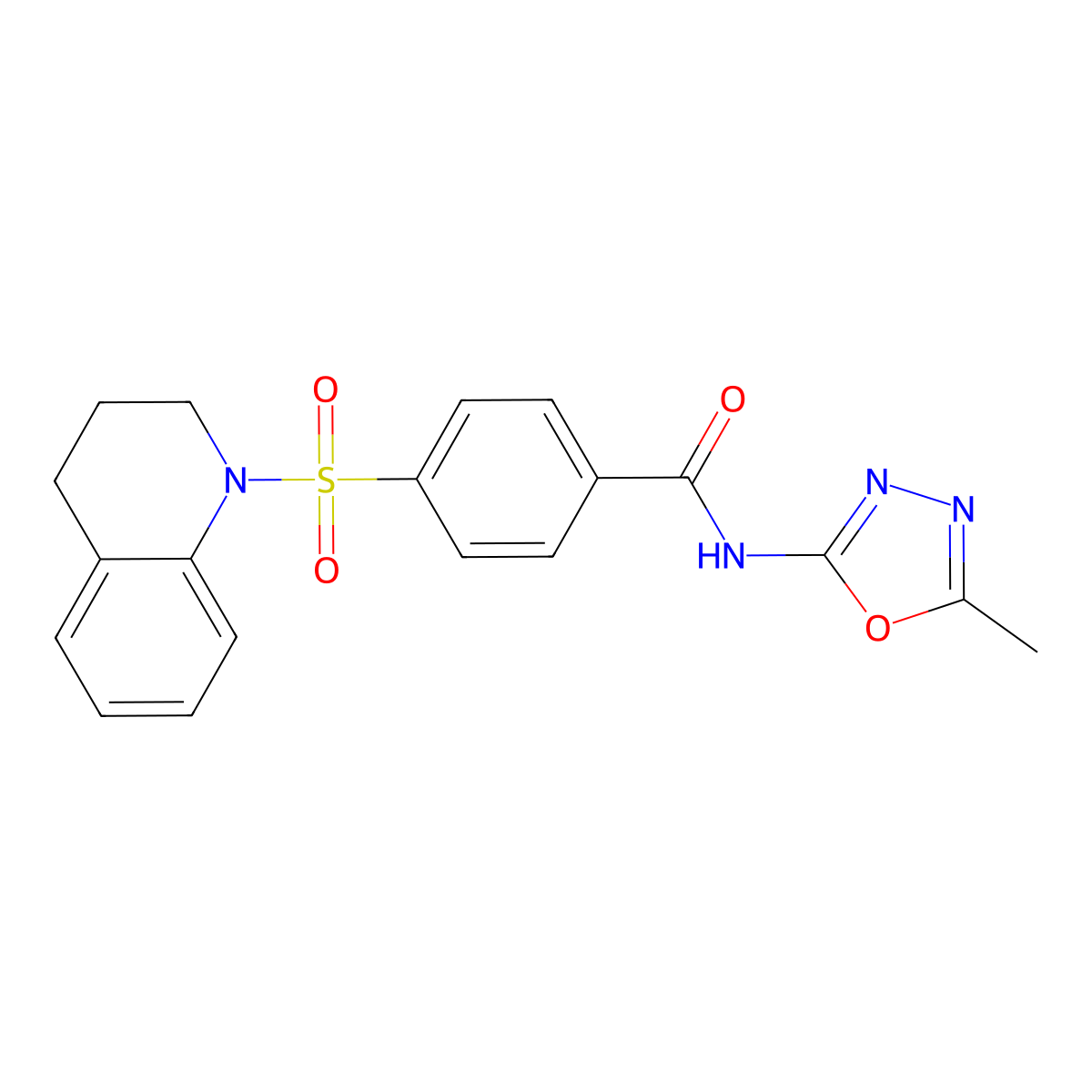4-((3,4-dihydroquinolin-1(2H)-yl)sulfonyl)-N-(5-methyl-1,3,4-oxadiazol-2-yl)benzamide molecular structure, CAS 685837-51-8