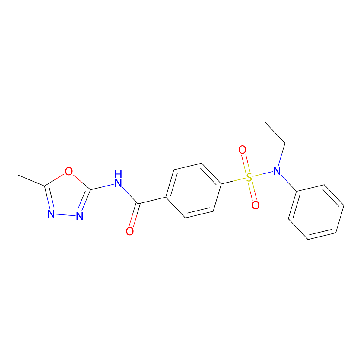 4-[ethyl(phenyl)sulfamoyl]-N-(5-methyl-1,3,4-oxadiazol-2-yl)benzamide molecular structure, CAS 685837-54-1