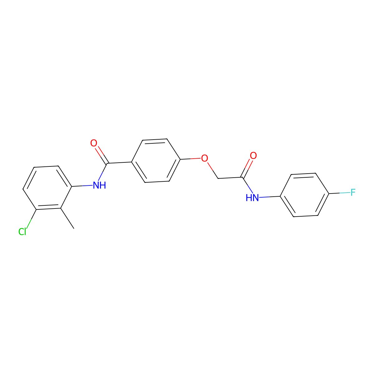 N-(3-chloro-2-methylphenyl)-4-[2-(4-fluoroanilino)-2-oxoethoxy]benzamide molecular structure, CAS 685839-45-6