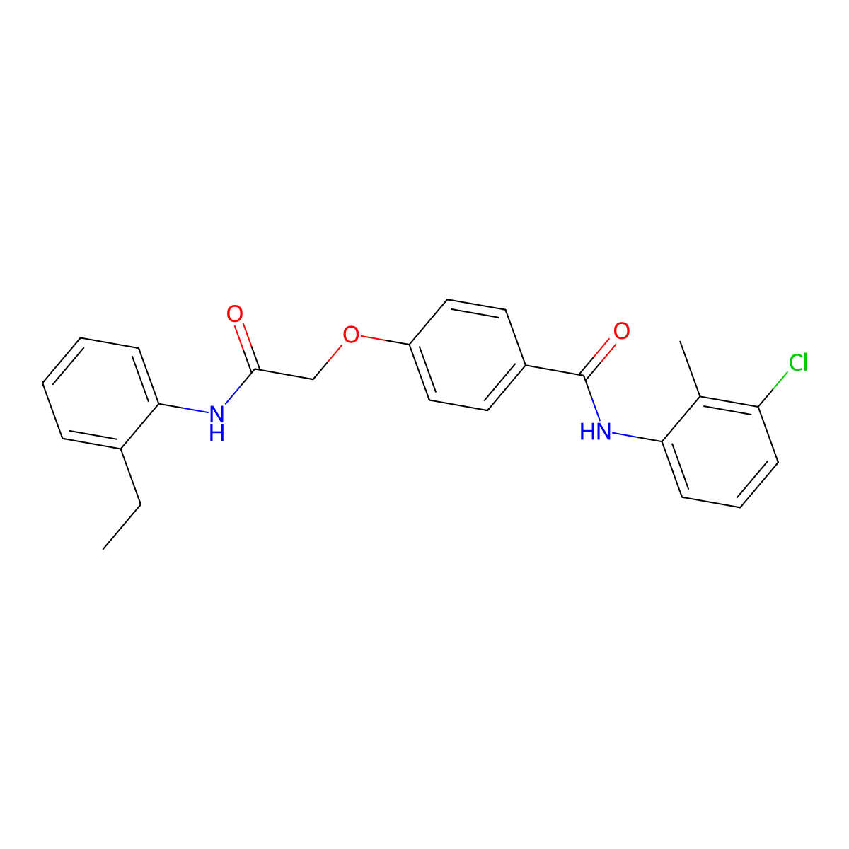 N-(3-chloro-2-methylphenyl)-4-[2-(2-ethylanilino)-2-oxoethoxy]benzamide molecular structure, CAS 685839-49-0