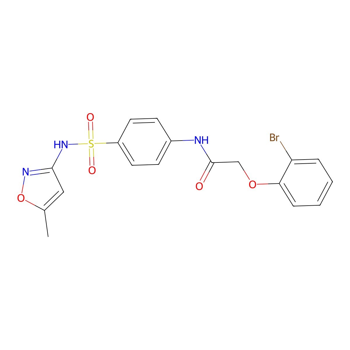 2-(2-bromophenoxy)-N-(4-(N-(5-methylisoxazol-3-yl)sulfamoyl)phenyl)acetamide molecular structure, CAS 685840-38-4