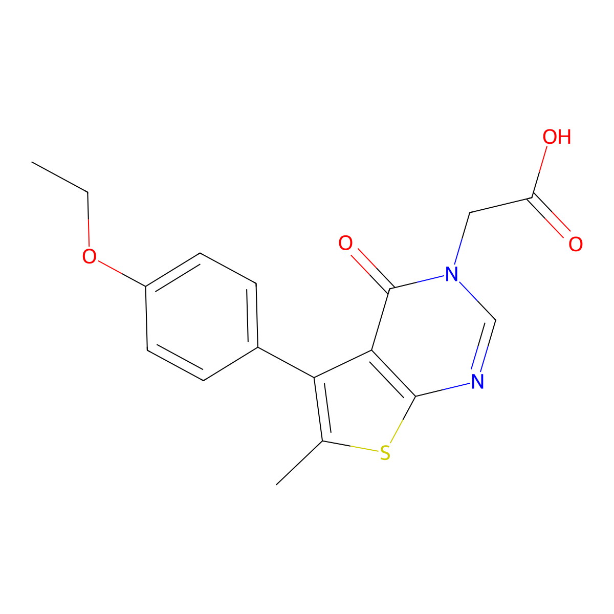 2-[5-(4-Ethoxyphenyl)-6-methyl-4-oxothieno[2,3-d]pyrimidin-3-yl]acetic acid molecular structure, CAS 685844-74-0