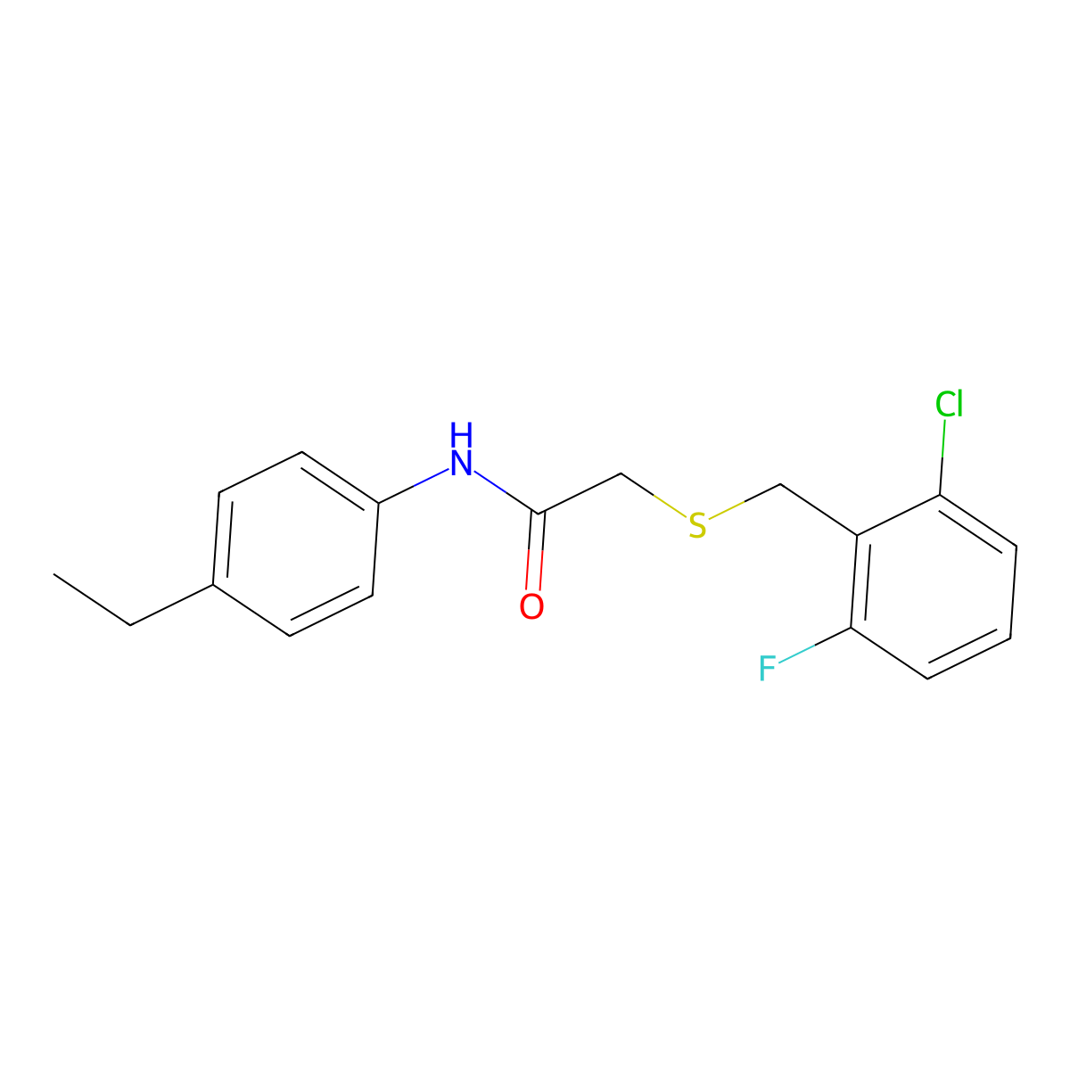 2-[(2-chloro-6-fluorophenyl)methylsulfanyl]-N-(4-ethylphenyl)acetamide molecular structure, CAS 685845-21-0