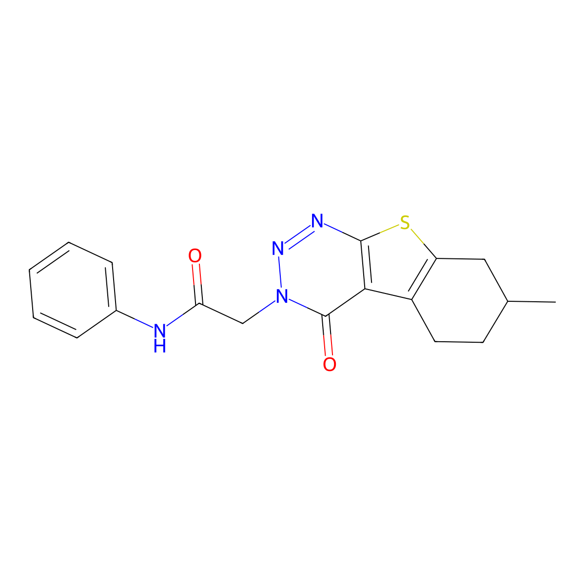 2-(7-methyl-4-oxo-5,6,7,8-tetrahydro[1]benzothieno[2,3-d][1,2,3]triazin-3(4H)-yl)-N-phenylacetamide molecular structure, CAS 685845-41-4