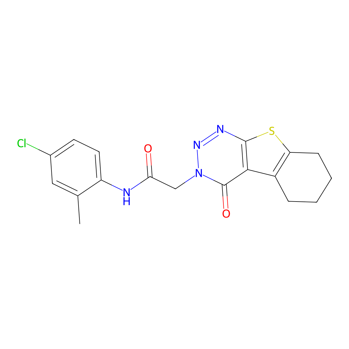 N-(4-chloro-2-methylphenyl)-2-(4-oxo-5,6,7,8-tetrahydro-[1]benzothiolo[2,3-d]triazin-3-yl)acetamide molecular structure, CAS 685845-90-3