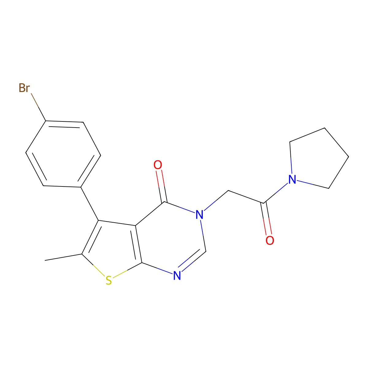 5-(4-Bromophenyl)-6-methyl-3-(2-oxo-2-pyrrolidin-1-ylethyl)thieno[2,3-d]pyrimidin-4-one molecular structure, CAS 685846-37-1