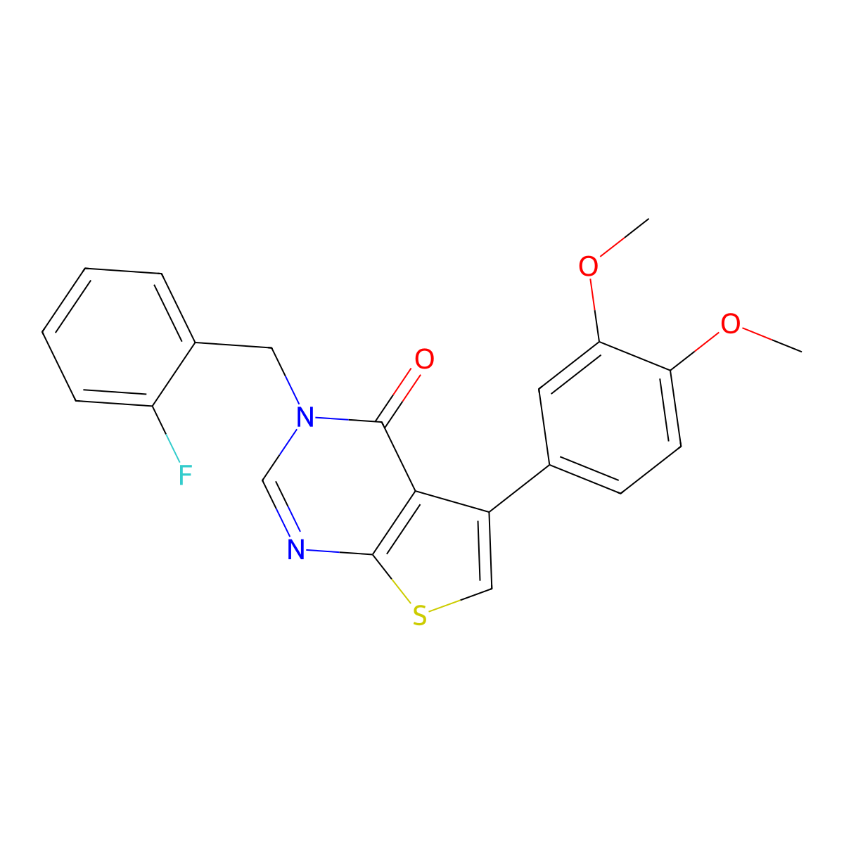5-(3,4-Dimethoxyphenyl)-3-[(2-fluorophenyl)methyl]thieno[2,3-d]pyrimidin-4-one molecular structure, CAS 685846-57-5