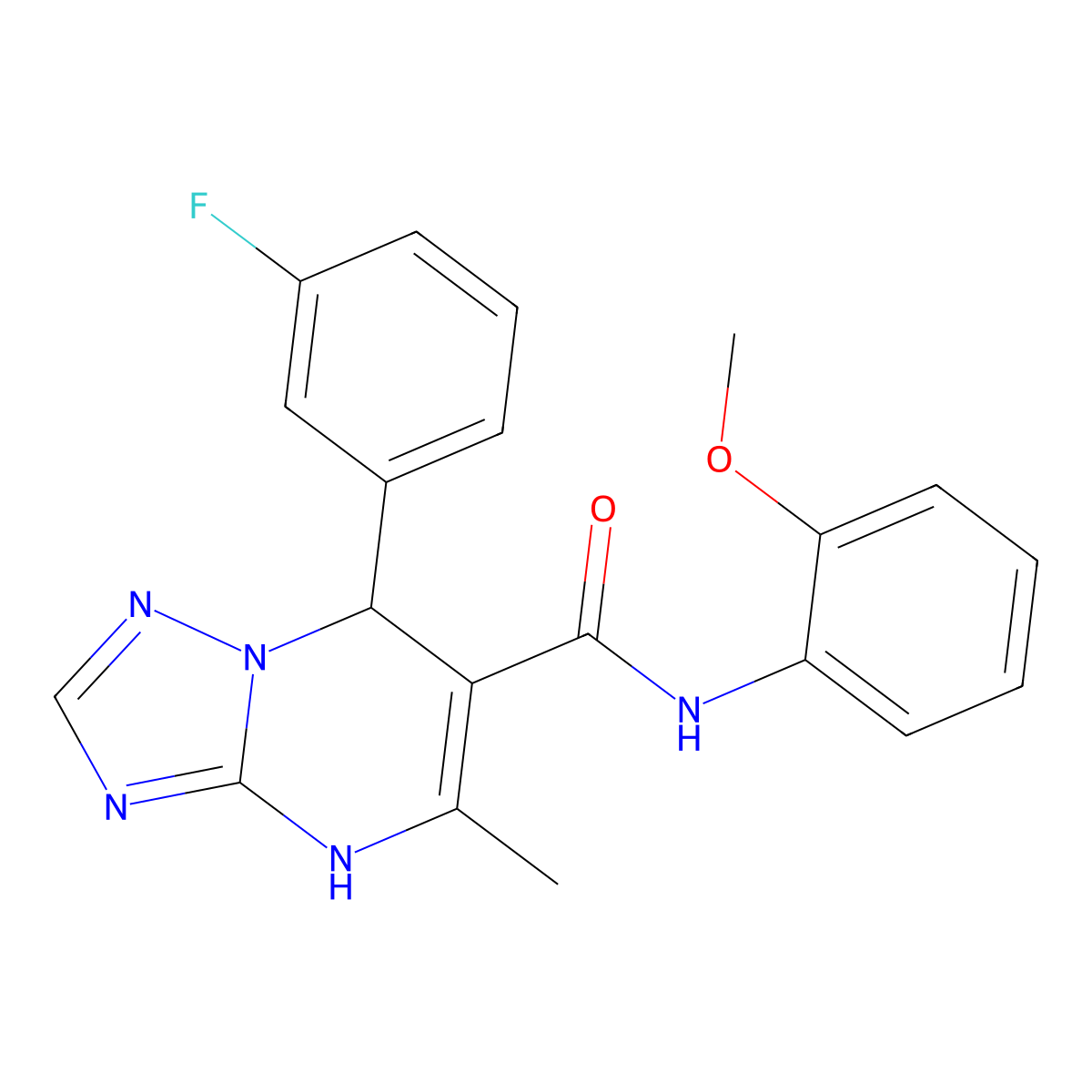 7-(3-fluorophenyl)-N-(2-methoxyphenyl)-5-methyl-4,7-dihydro-[1,2,4]triazolo[1,5-a]pyrimidine-6-carboxamide molecular structure, CAS 685846-72-4