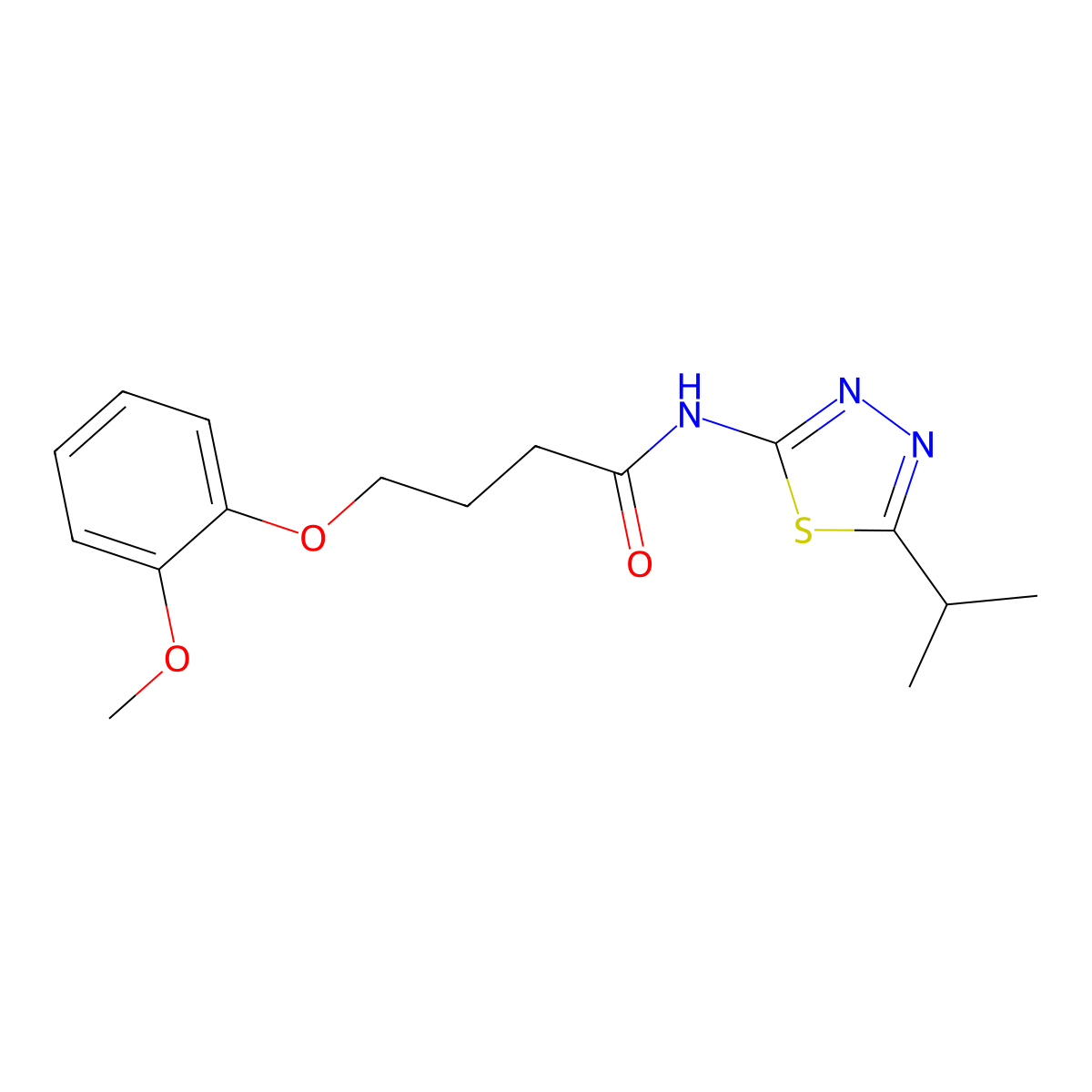4-(2-methoxyphenoxy)-N-(5-propan-2-yl-1,3,4-thiadiazol-2-yl)butanamide molecular structure, CAS 685847-02-3