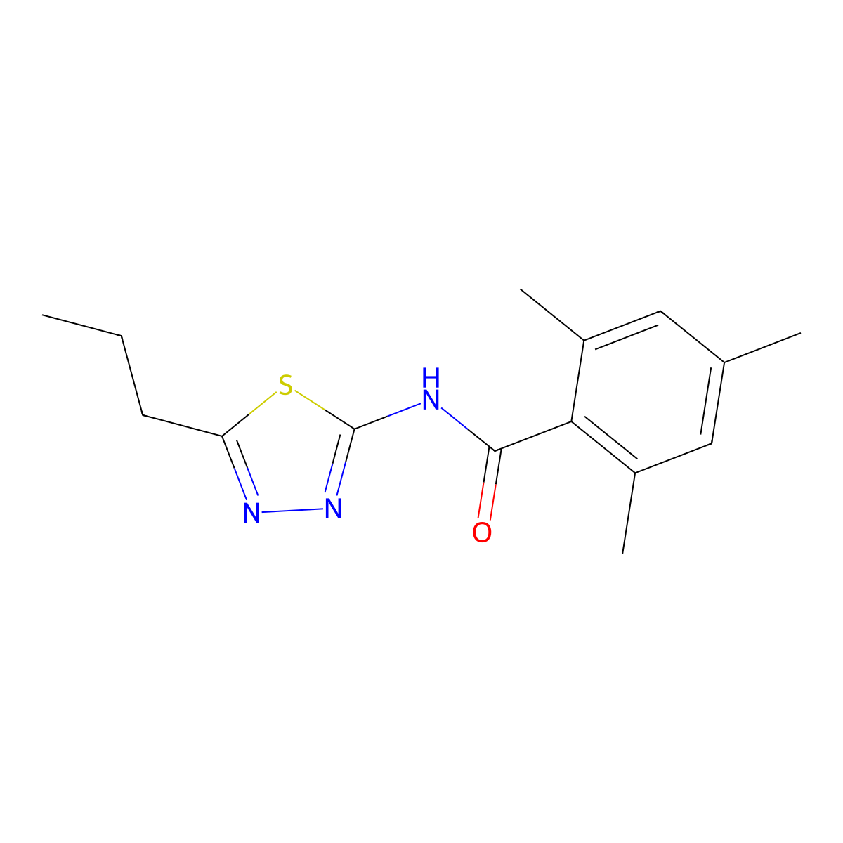 2,4,6-trimethyl-N-(5-propyl-1,3,4-thiadiazol-2-yl)benzamide molecular structure, CAS 685847-14-7