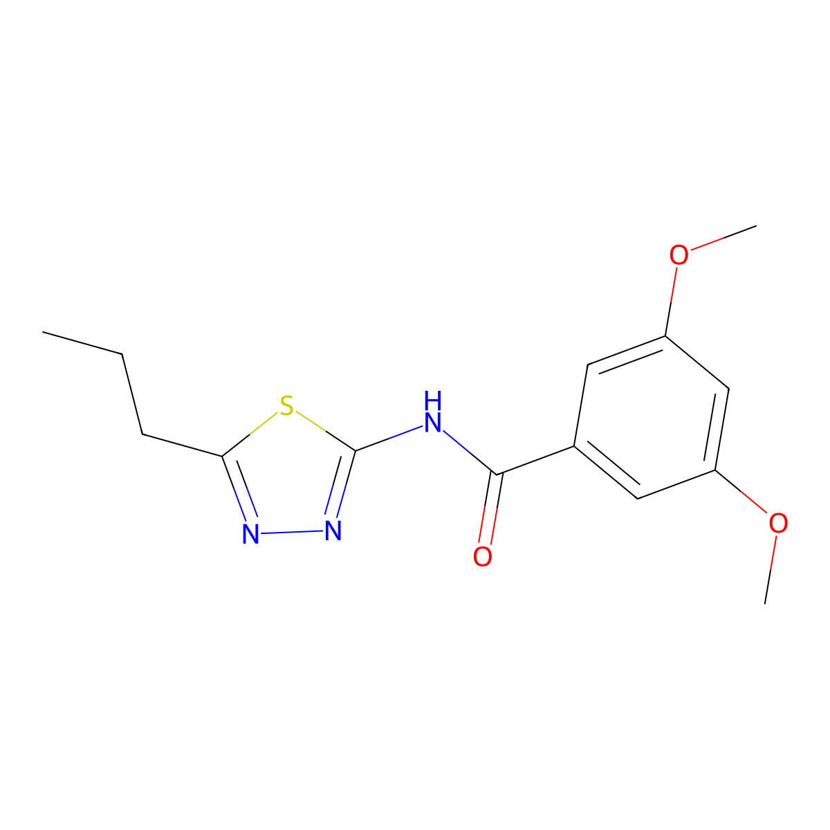3,5-Dimethoxy-N-(5-propyl-[1,3,4]thiadiazol-2-yl)-benzamide molecular structure, CAS 685847-17-0