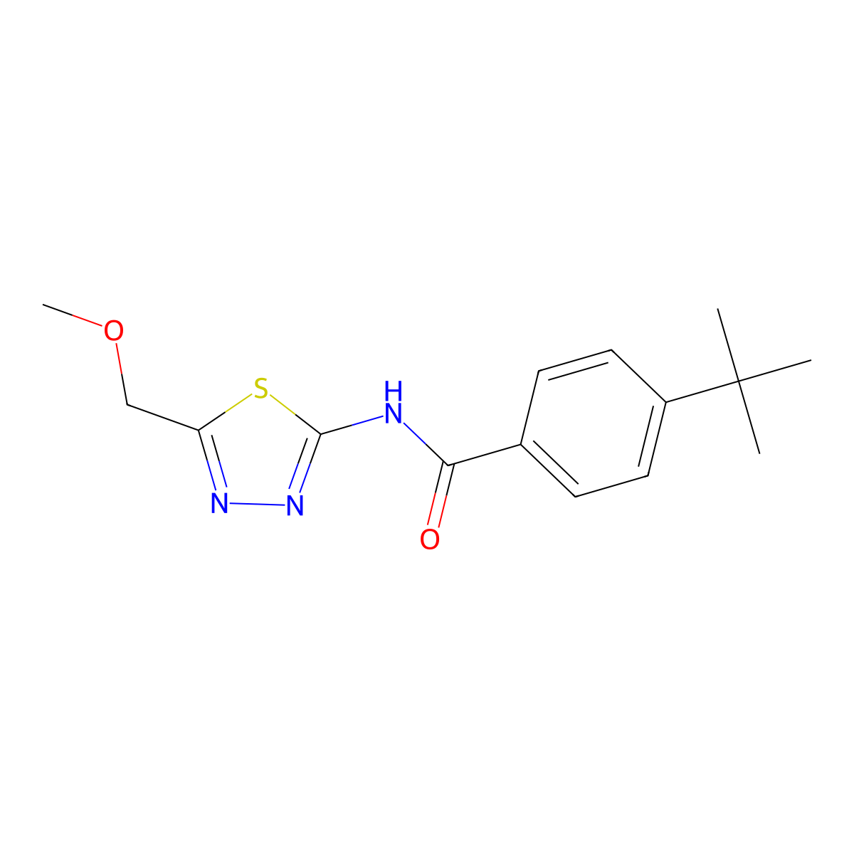 4-tert-butyl-N-[5-(methoxymethyl)-1,3,4-thiadiazol-2-yl]benzamide molecular structure, CAS 685847-26-1