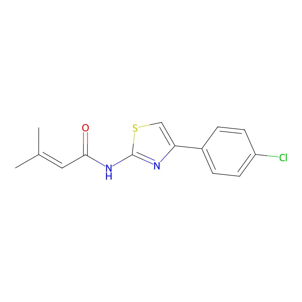 N-[4-(4-chlorophenyl)-1,3-thiazol-2-yl]-3-methylbut-2-enamide molecular structure, CAS 685847-30-7