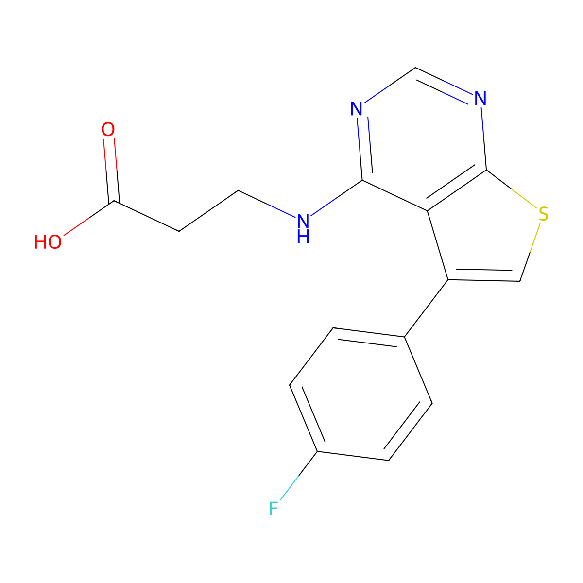 3-{[5-(4-Fluorophenyl)thieno[2,3-d]pyrimidin-4-yl]amino}propanoic acid molecular structure, CAS 685848-82-2