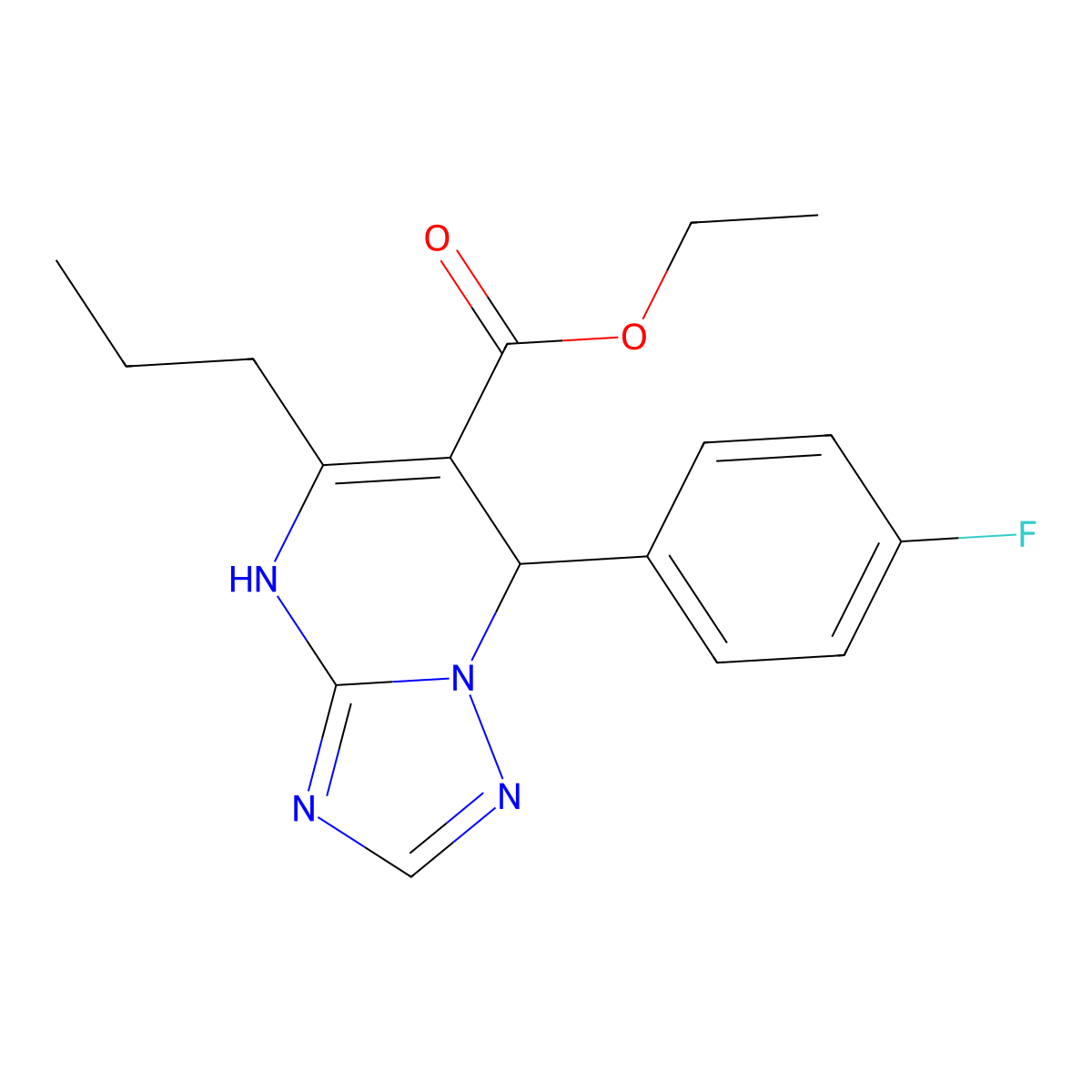 Ethyl 7-(4-fluorophenyl)-5-propyl-4,7-dihydro[1,2,4]triazolo[1,5-a]pyrimidine-6-carboxylate molecular structure, CAS 685849-05-2